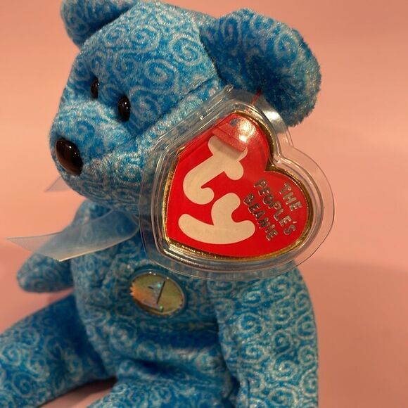 2001 Vintage Ty Original Beanie Baby Classy The Peoples Choice Blue Bear NWT EC - Picture 7 of 10